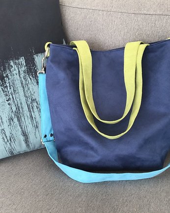 Torba hobo rozm. L - niebieski, limonka, błękit, PRACOWNIA 166