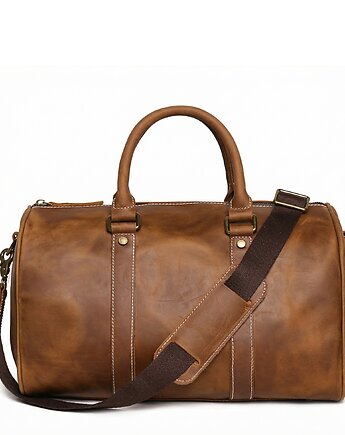 Torba męska Skórzna weekendowa podróżna skóra naturalna brązowa vintage, AKADEMIA STYLU