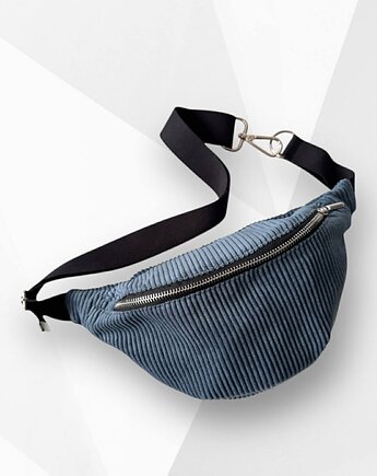 Nerka saszetka z kieszonką sztruksowa niebieska ciemna, Zdunetti