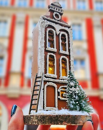 Mini kamieniczka lampion - zimowa, papierololo