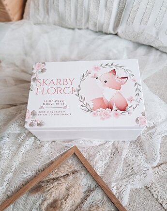 Kuferek wspomnień LISEK, prezent na chrzest, roczek, urodziny, LOO LOO DREAM