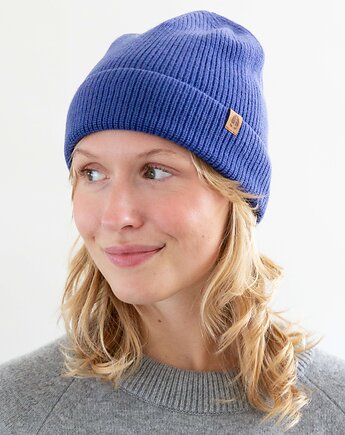 GAZELA RWS - Lekka Czapka Chabrowy 100% Wełna Merino RWS, KOPYTO