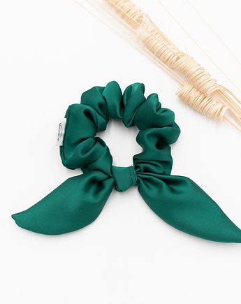 Scrunchie/frotka Satyna szmaragd, wu handmade