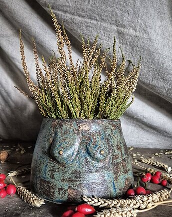 Donica cycki, Cucuszki Osłonka na Kwiatki, Cyce rzeźbione doniczka, Fiona Ceramics