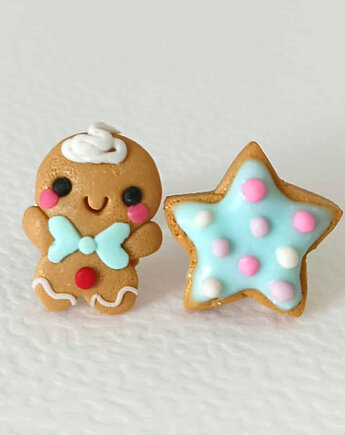 Pastelowe kolczyki pierniczek i gwiazdka, OMIFIMO