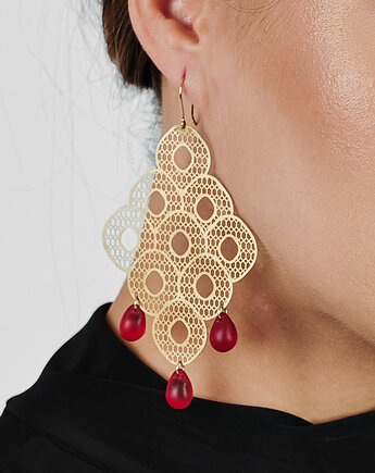 Ażurowe kolczyki ze szklanymi kroplami, Artseko