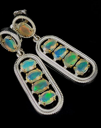 Kolczyki srebrne eteryczne z  opalami, Pracownia Neores