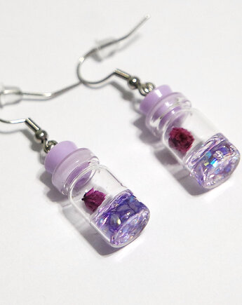 Kolczyki fiolki - żywica, fioletowe, yenoo