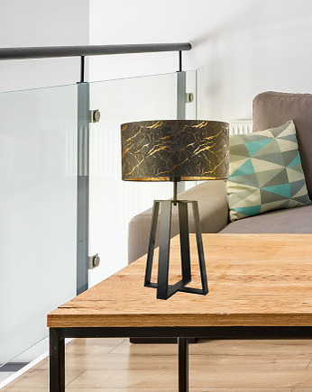 Piękna lampa stołowa do salonu z designerskim kloszem THOR MARMUR, OSOBY - Prezent dla dziadka