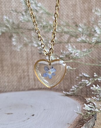 Zawieszka z prawdziwym kwiatem wisiorek niezapominajka, zkwiatem