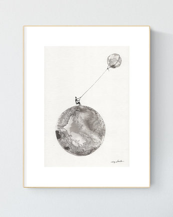 Obraz 21X30 malowany ręcznie na papierze, MiniMalArt