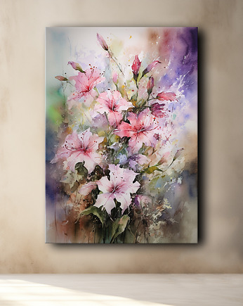 Kwiaty polne - Obraz na płótnie - Druk, Blejtrama - Akwarela, Olej, Loft #48, Black Sapphire Art