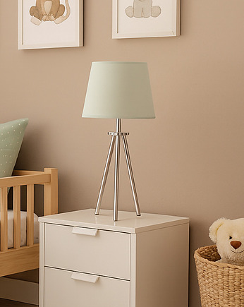 Lampa stojąca na 3 nogach do pokoju dziecka BERGEN z miętowym kloszem