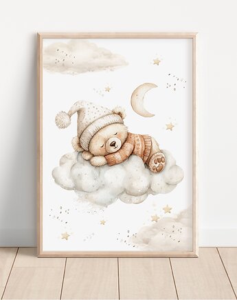 Plakat na ścianę - Miś śpiący na chmurce Wzór 12, Mała Pracownia DK