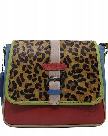 Torebka damska klasyczna na ramię skórzana pojemna klapka wzór OLIVKA, Olivka Warsaw