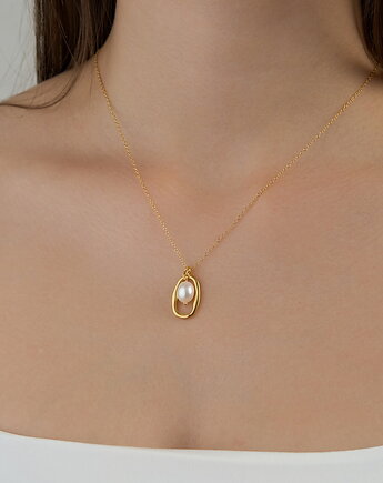 Naszyjnik z naturalną perłą słodkowodną- srebro 925 pozłacane, Coccola JEWELLERY