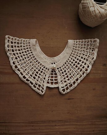 Szydełkowy siateczkowy kołnierzyk wzór vintage, Niebieski Zagajnik