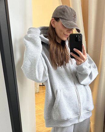 Bluza Restful grey z kapturem na zamek, Patchouli