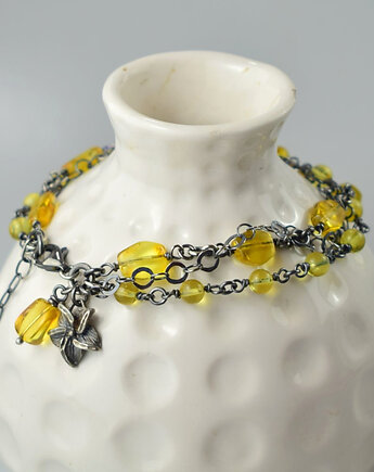 Słoneczny bursztyn w srebrze - bransoletka