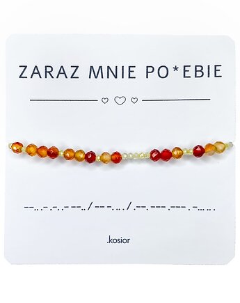 Bransoletka ZARAZ MNIE POJEBIE - Awenturyn, Kwarc Żółty - Morse, karolina kosior