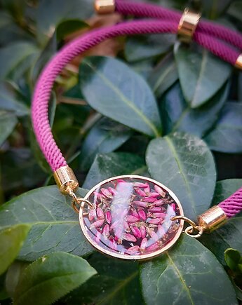 Bransoletka na sznurku z wrzosem, Figa handmade accessories
