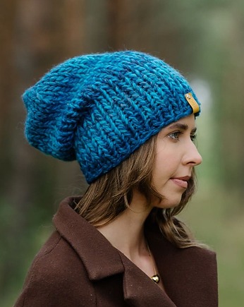 Niebieska czapka beanie MAXCOLOR, sploteka