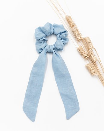 Scrunchie/frotka len błękitna, wu handmade