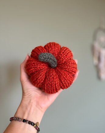 Dynia ozdobna handmade, rozmiar L, kolor ciemnopomarańczowy - 1 szt., Kocie Motki