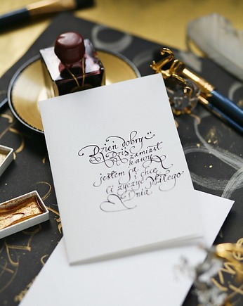 Kartka artystyczna kaligrafowana ręcznie atramentem Miłego Dnia, Annagrafia