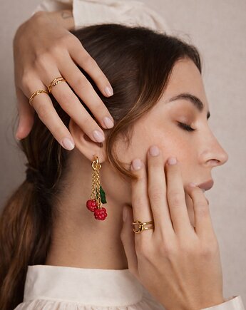 Kolczyki z maliną handmade z polimerowej gliny. Realistyczne owoce, MariaPolymer