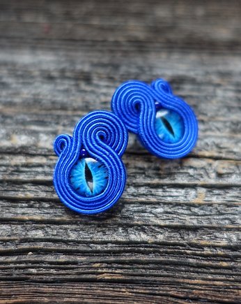 Kobaltowe oczka - kolczyki soutache, Mró Soutache