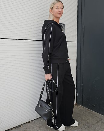 Lucia komplet z rozpinaną bluzą i szerokimi spodniami Black, Ablush