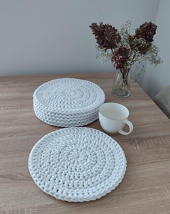 Komplet podkładek szydełkowych ze sznurka 6szt. 28cm, MISZ MASZ Dorota Tyszko
