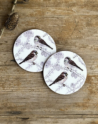Podkładki pod kubek-Wróble-  Wróbelki- Ilustracja, BOSKE