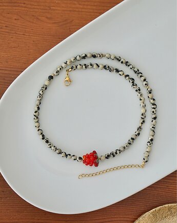 Naszyjnik z maliną i jaspisem dalmatyńskim, ANKO rekodzielo