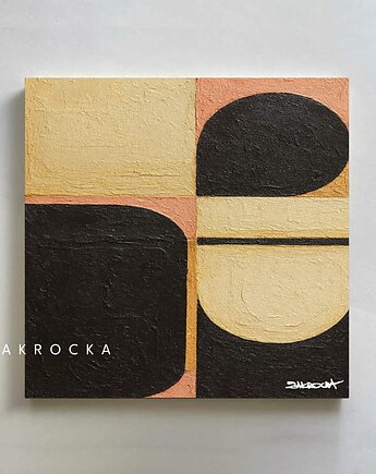 Modny obraz strukturalny MEDDO 1 ręcznie malowany beż róż czerń krem, art and texture