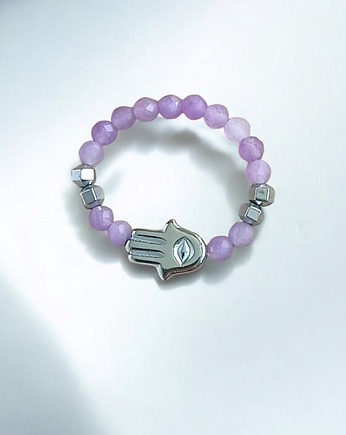 HARMONIA & OCHRONA - pierścionek : ametyst, hematyt, kaktusia