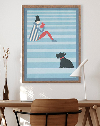 Plakat Czytanie na schodach - 50x70 cm, minimalmill