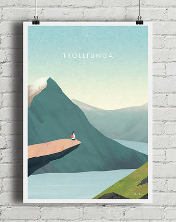 Plakat Trolltunga - Język Trolla - Norwegia, minimalmill