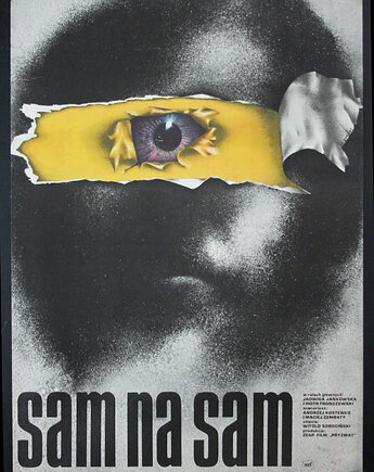Polski plakat do filmu SAM NA SAM, aut. Marek Goebel, 1977 r, RiskyWalls