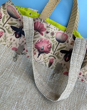 Duża torba Żuczki i plecionka, Natty design