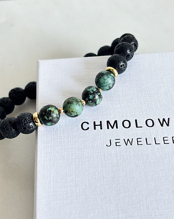 Bransoletka męska  Turkus Afrykański i Lawa, Chmolowska Jewellery