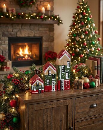 Zestaw drewnianych domków, Panda Design