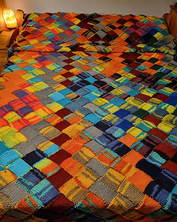 Koc patchworkowy Entrelac, ZeStrychu Handmade