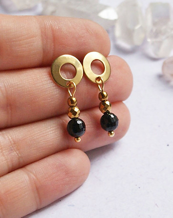 Czarny turmalin, stal szlachetna pozłacana, kaktusia