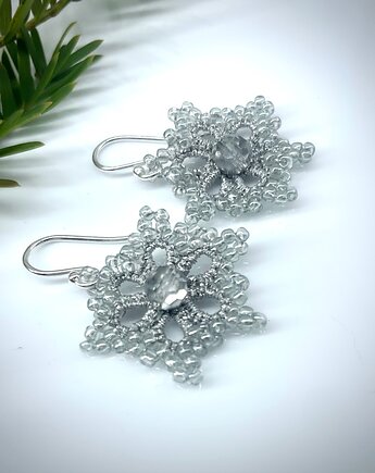 Kolczyki śnieżynki koronka frywolitka 095, Branicka Art