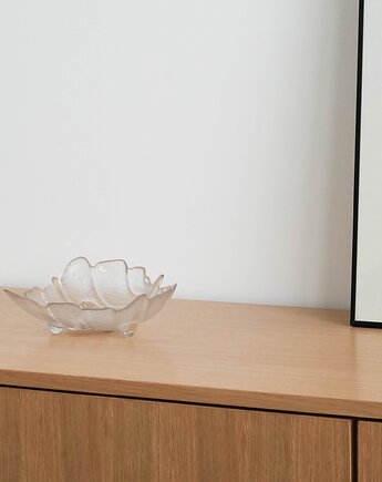 Misa szklana liść, duński design, lata 70, produkcja: Dania, Przetwory design