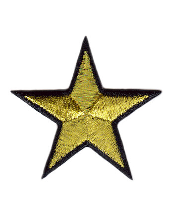 Naszywka naprasowanka GWIAZDKA termo haft dla dzieci 6x5,6cm czarno-złota, Wyszywane
