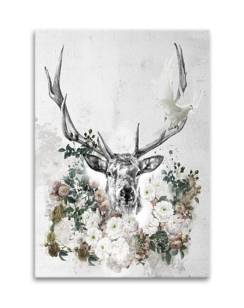Obraz na płótnie Jeleń w Kwiatach 70x100cm, NOWdeco
