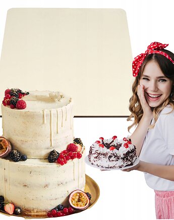 Podkład pod tort KWADRAT 30cm BIAŁY z płyty SZTYWNY Taca pod ciasto GRUBA, smxdsgn
